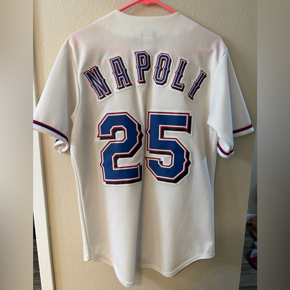 Majestic Napoli #25 White Blue Red Baseball Jersey